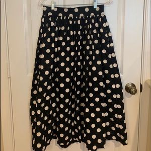 h&m black and white polka dot cotton skirt